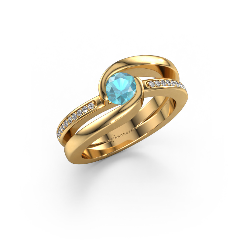 Image of Ring Xenia 2 585 gold Blue topaz 5 mm