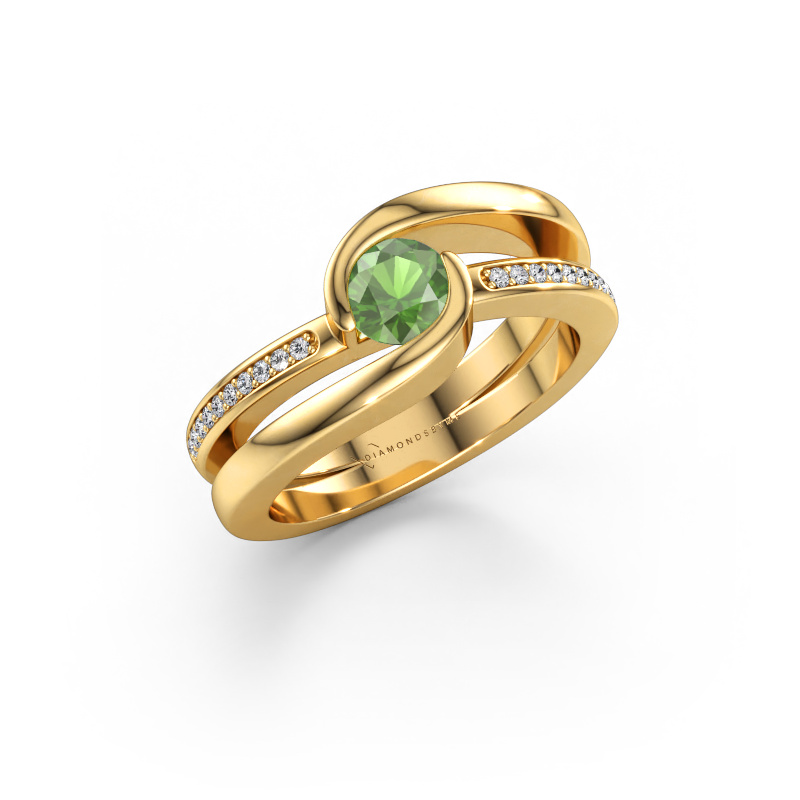 Bild von Ring Xenia 2 585 Gold Turmalin grün 5 mm