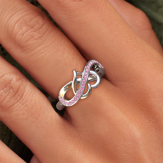Image of Ring Yael 925 silver Pink sapphire 1.1 mm