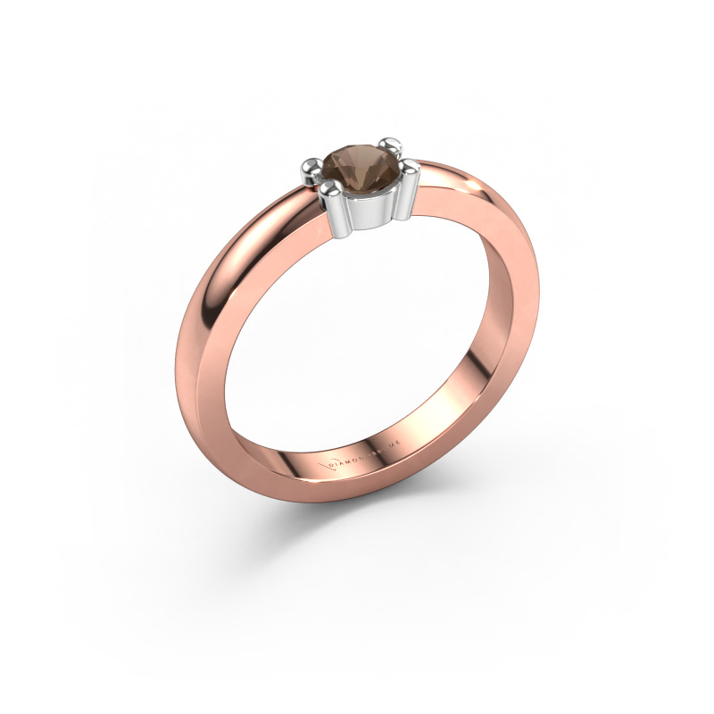 Image of Ring Yasmin 1 585 rose gold Smokey quartz 4 mm