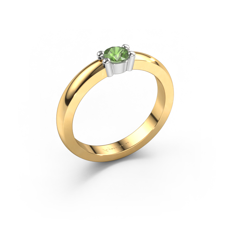 Image de Bague Yasmin 1 585 or jaune Vert tourmaline 4 mm