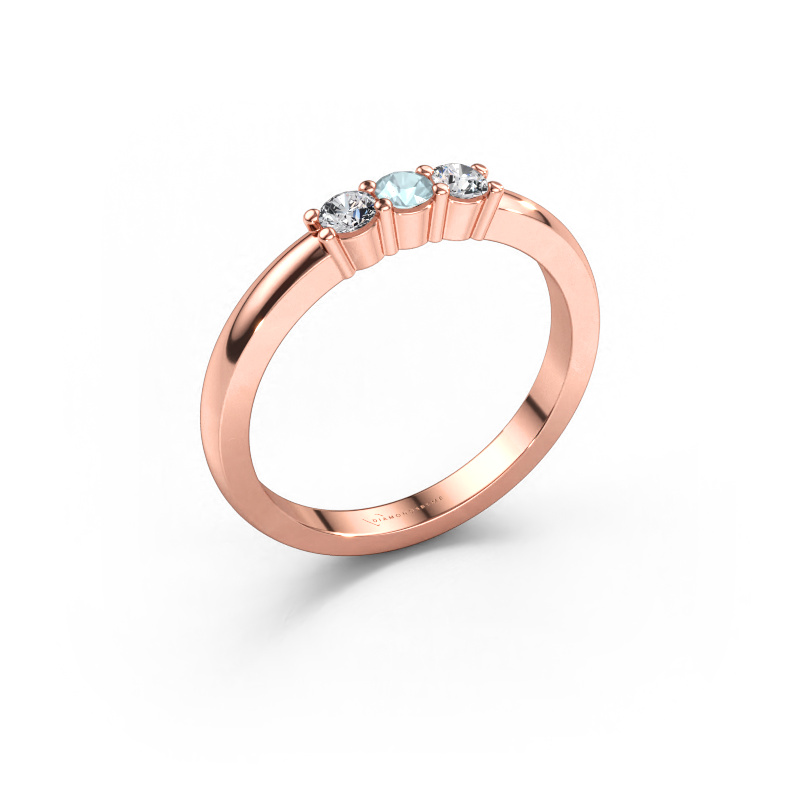 Immagine di Anello Yasmin 3 585 oro rosa Acquamarina 3 mm