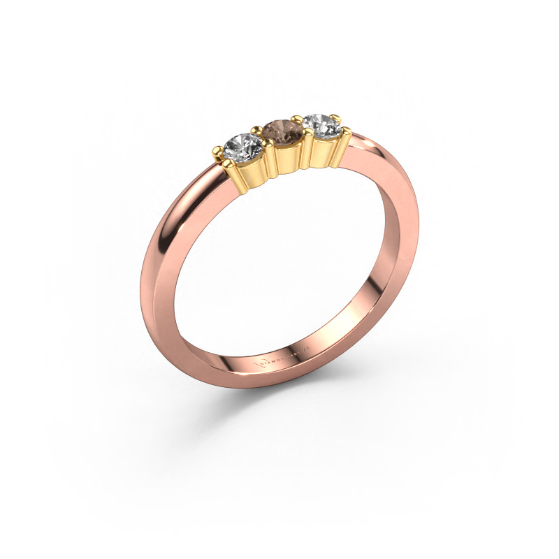 Bild von Ring Yasmin 3 585 Roségold Braun Diamant 0.30 crt