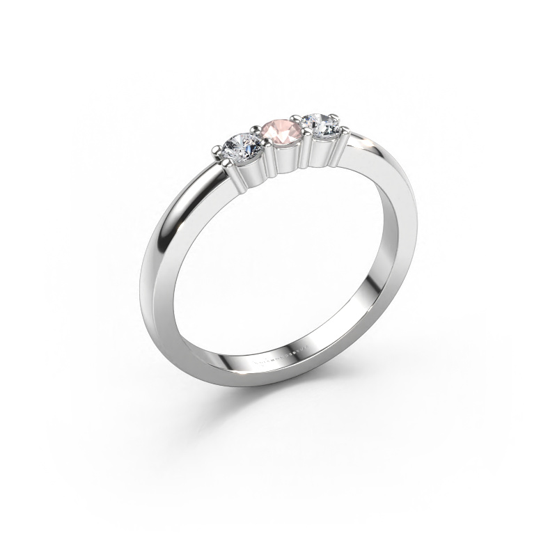 Image of Ring Yasmin 3 950 platinum Morganite champagne 3 mm