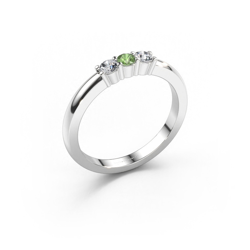 Bild av Ring Yasmin 3 585 vitt guld Grön turmalin 3 mm
