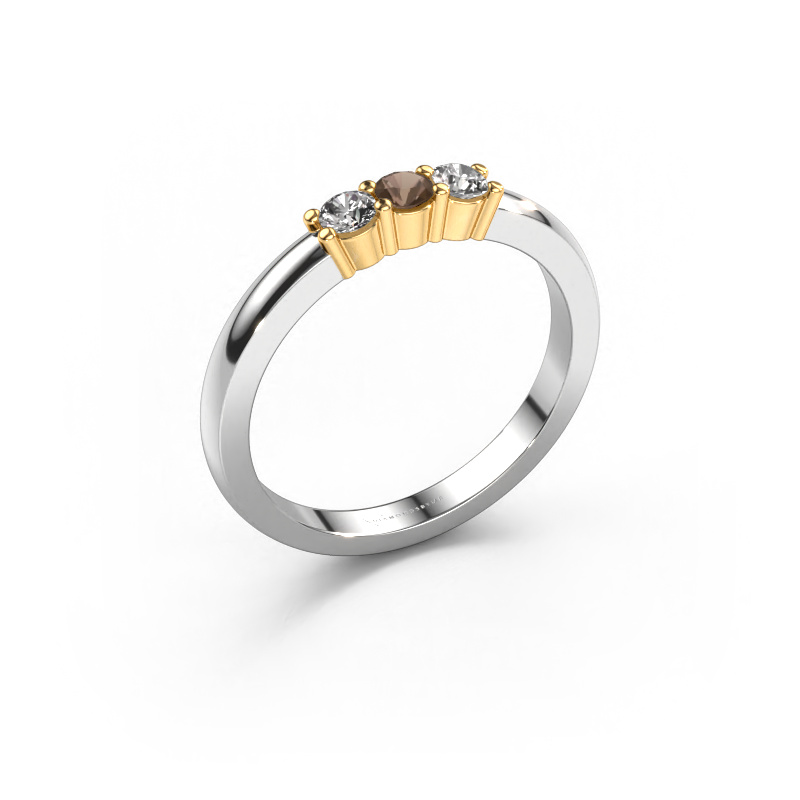 Image of Ring Yasmin 3 585 white gold Smokey quartz 3 mm