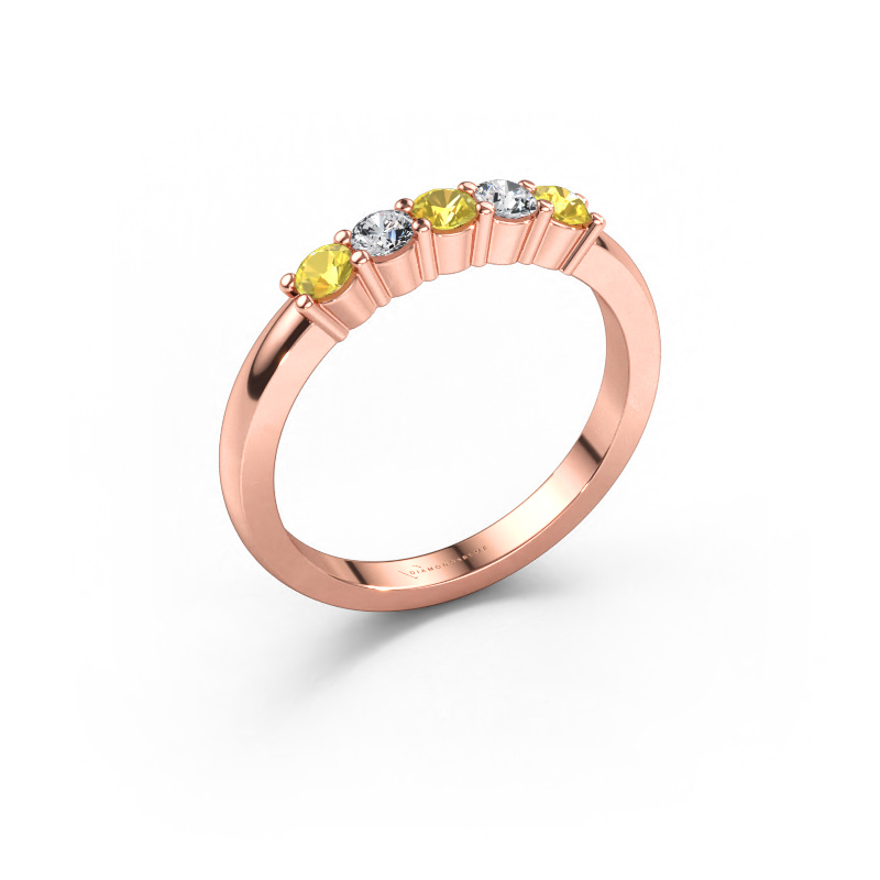 Immagine di Anello Yasmin 5 585 oro rosa Zaffiro giallo 3 mm