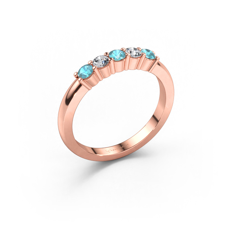 Immagine di Anello Yasmin 5 585 oro rosa Topazio blu 3 mm