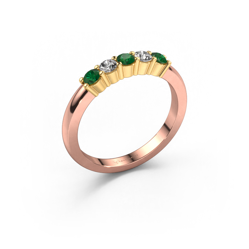 Image of Ring Yasmin 5 585 rose gold Emerald 3 mm