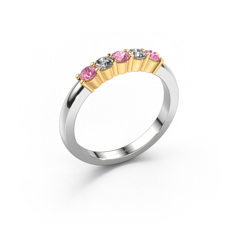 Afbeelding van Ring Yasmin 5 585 witgoud Roze saffier 3 mm