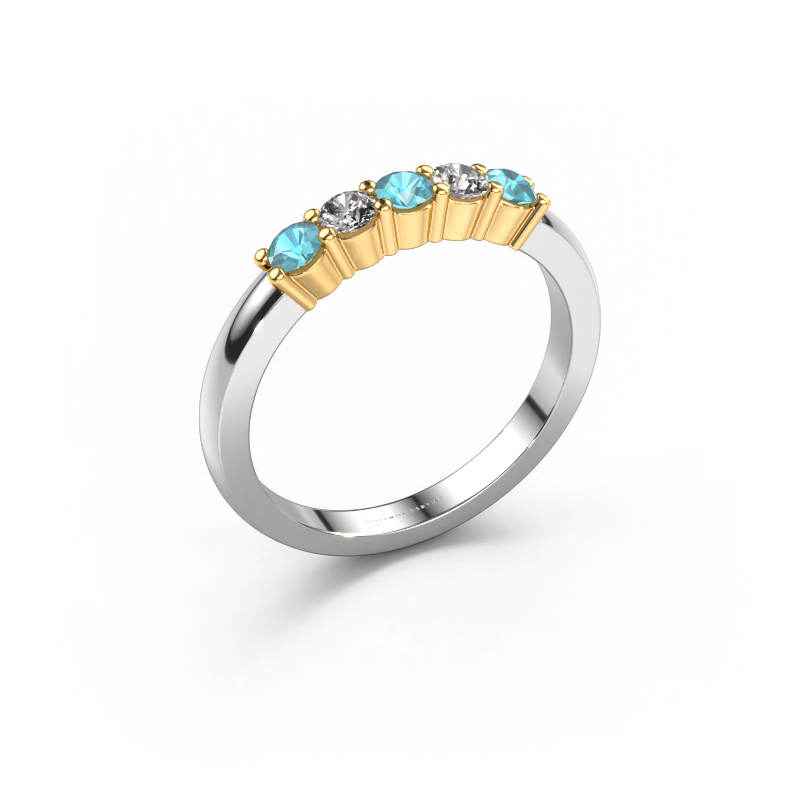 Image de Bague Yasmin 5 585 or blanc Topaze bleue 3 mm