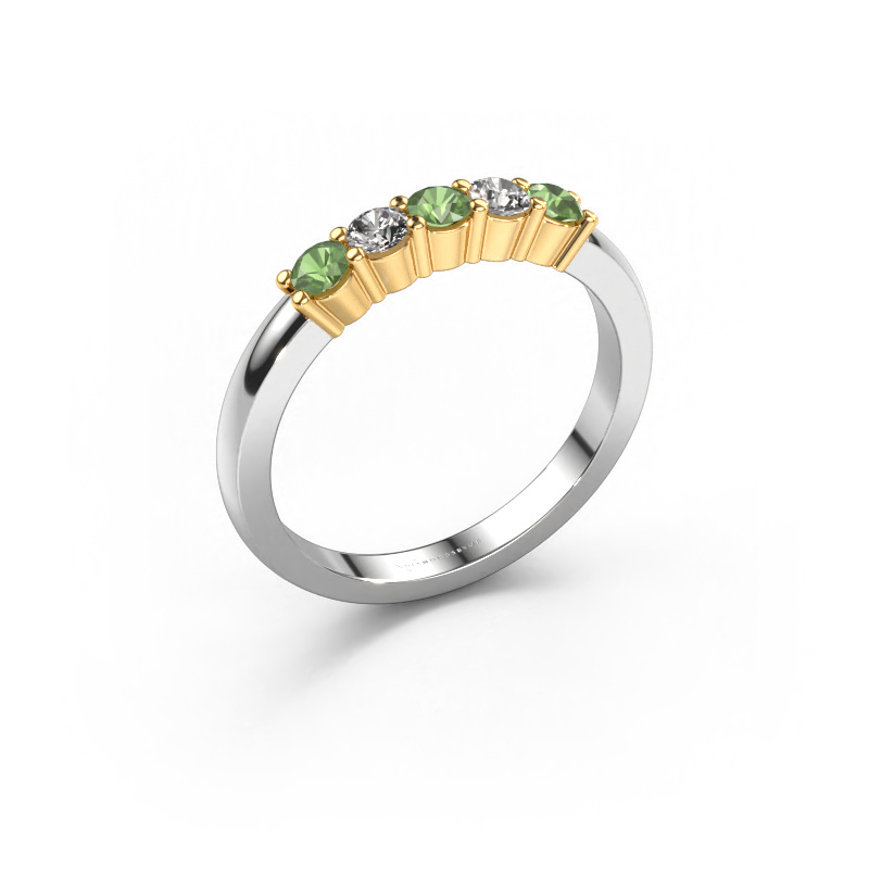 Image of Ring Yasmin 5 585 white gold Tourmaline green 3 mm