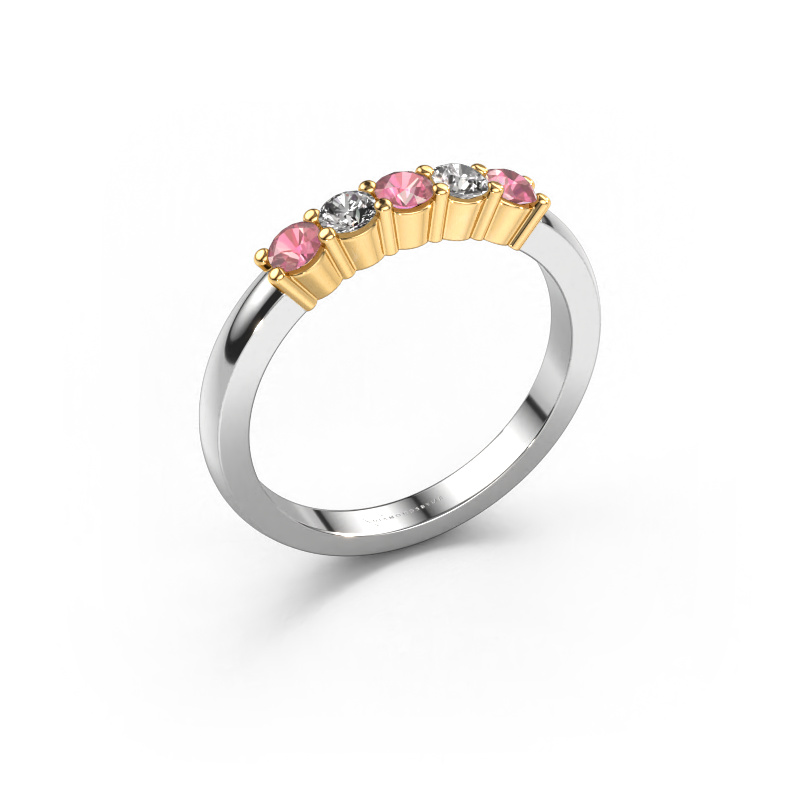 Image of Ring Yasmin 5 585 white gold Tourmaline pink 3 mm