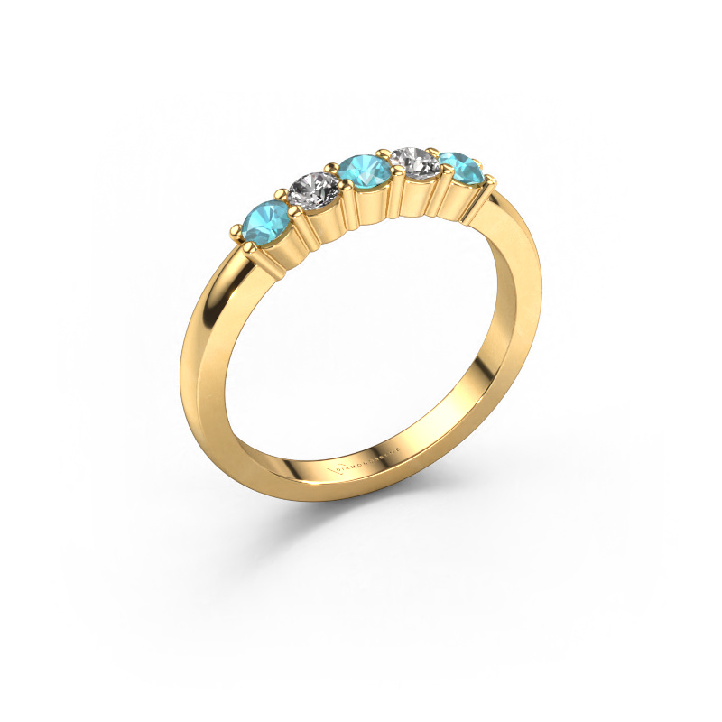 Image de Bague Yasmin 5 585 or jaune Topaze bleue 3 mm