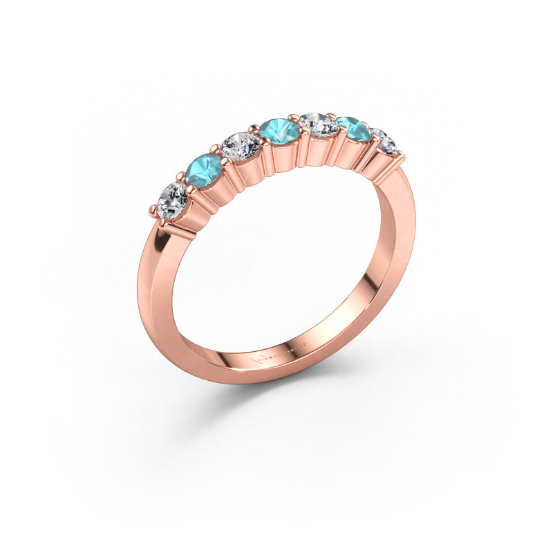 Immagine di Anello Yasmin 7 585 oro rosa Topazio blu 2.7 mm