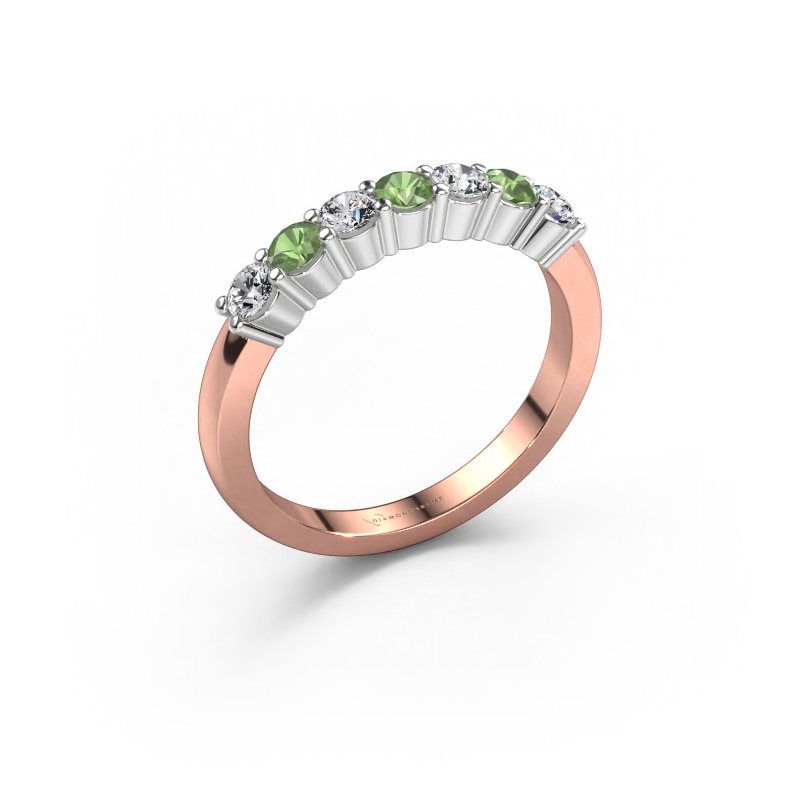 Afbeelding van Ring Yasmin 7 585 rosé goud Toermalijn groen 2.7 mm