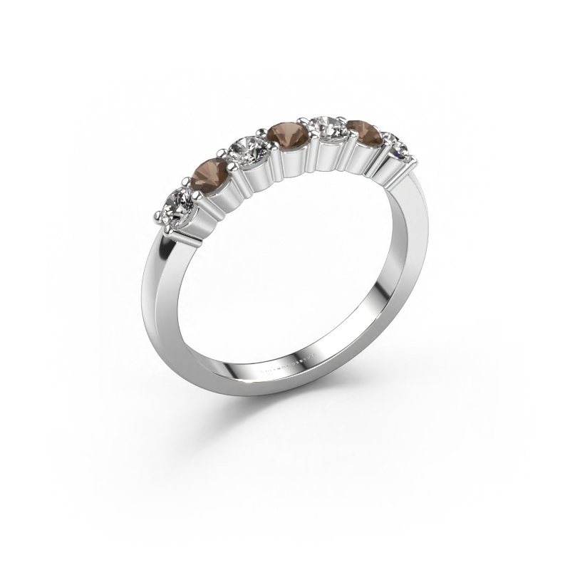 Image of Ring Yasmin 7 585 white gold Smokey quartz 2.7 mm