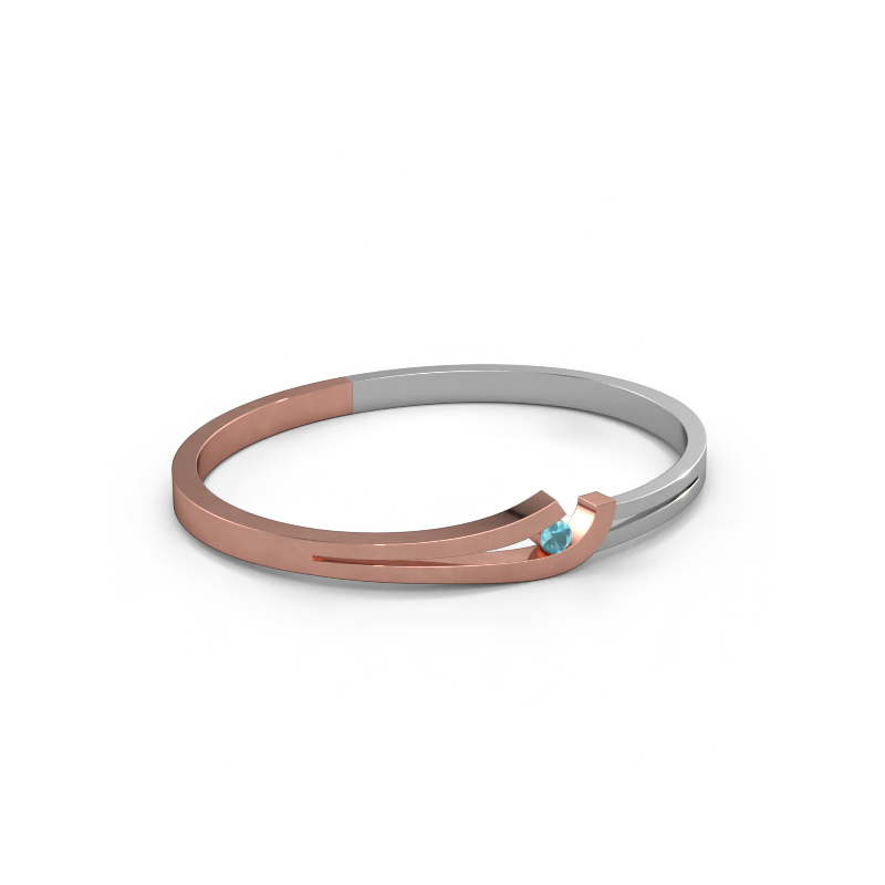 Image de Bracelet jonc Yentl 585 or rose Topaze bleue 3.7 mm