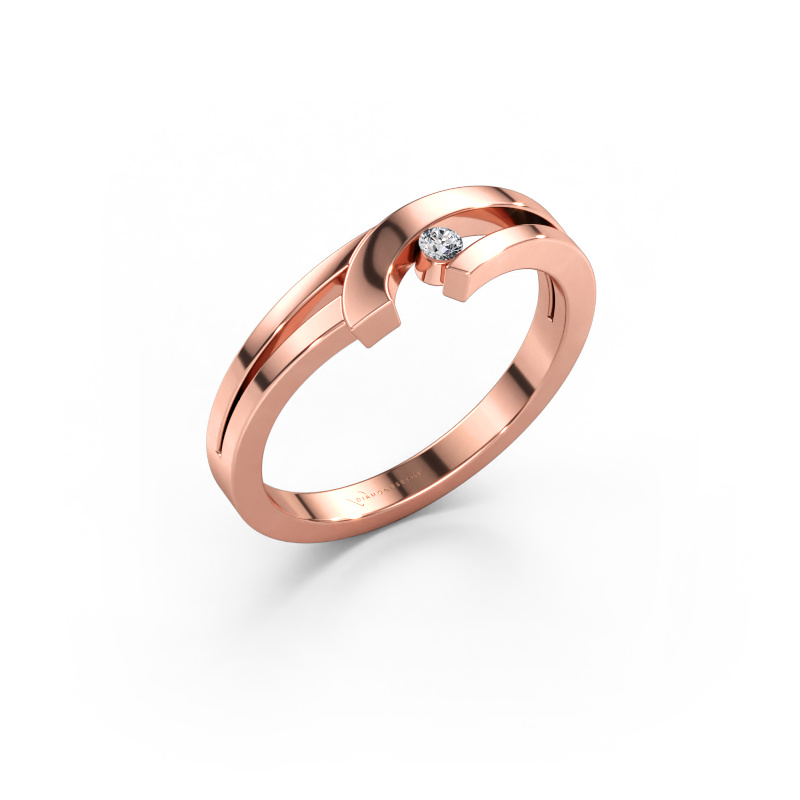 Immagine di Anello Yentl 585 oro rosa Diamante lab grown 0.03 crt
