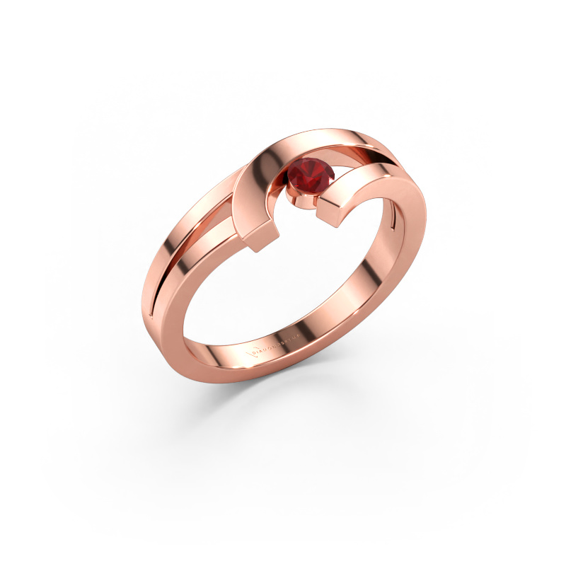 Immagine di Anello Yentl 585 oro rosa Rubino 3 mm