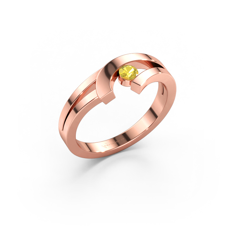 Immagine di Anello Yentl 585 oro rosa Zaffiro giallo 3 mm