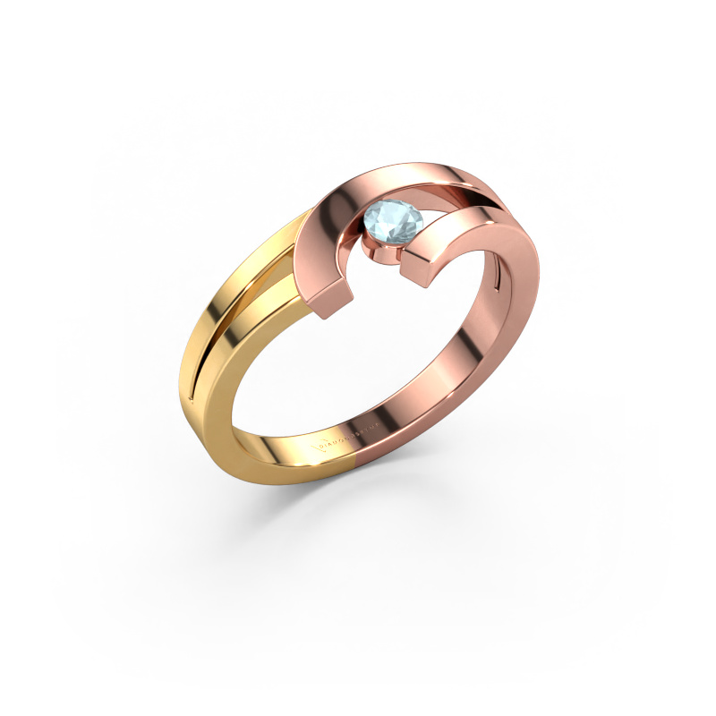 Afbeelding van Ring Yentl 585 rosé goud Aquamarijn 3 mm