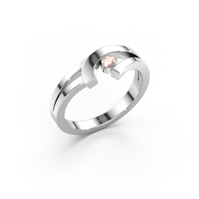 Immagine di Anello Yentl 585 oro bianco Morganite champagne 3 mm