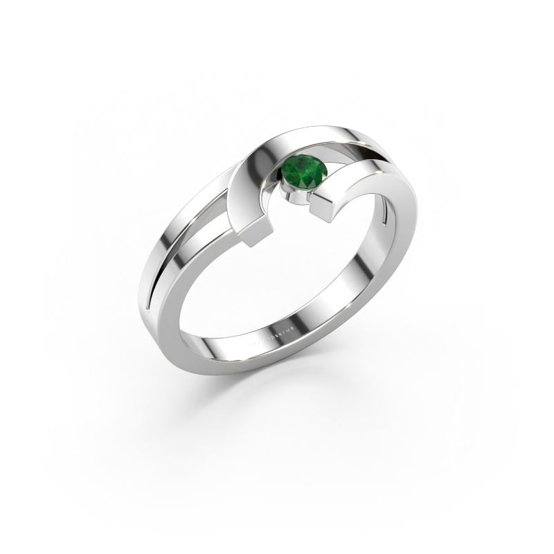 Immagine di Anello Yentl 585 oro bianco Smeraldo 3 mm