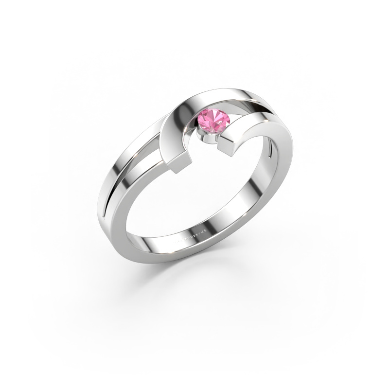 Immagine di Anello Yentl 585 oro bianco Zaffiro rosa 3 mm