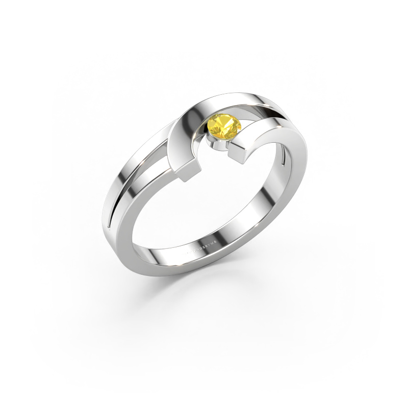 Immagine di Anello Yentl 585 oro bianco Zaffiro giallo 3 mm