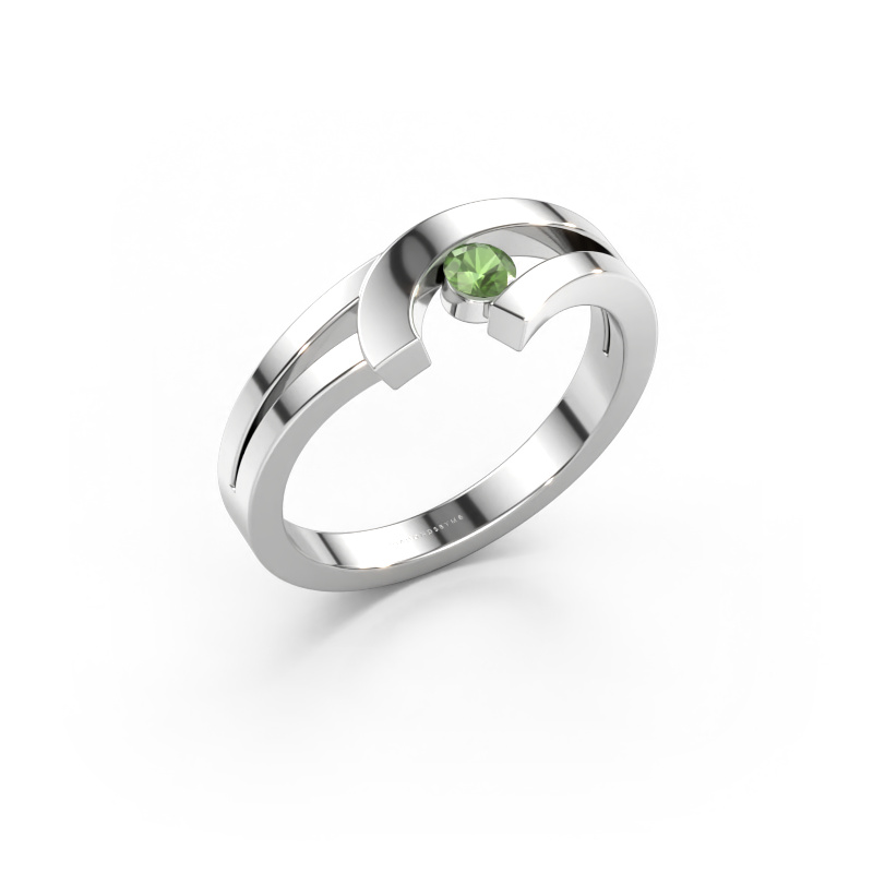Bild av Ring Yentl 585 vitt guld Grön turmalin 3 mm