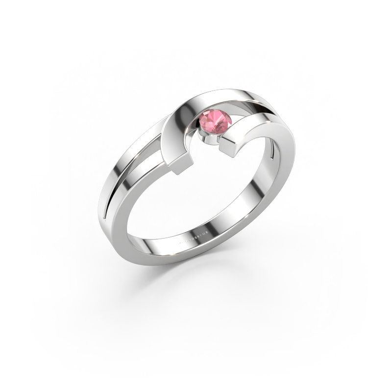 Bild av Ring Yentl 585 vitt guld Rosa turmalin 3 mm