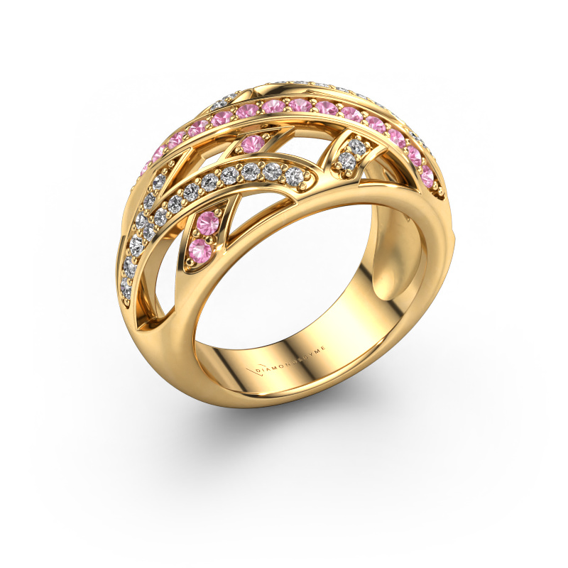 Afbeelding van Ring Yinthe 585 goud Roze saffier 1.5 mm