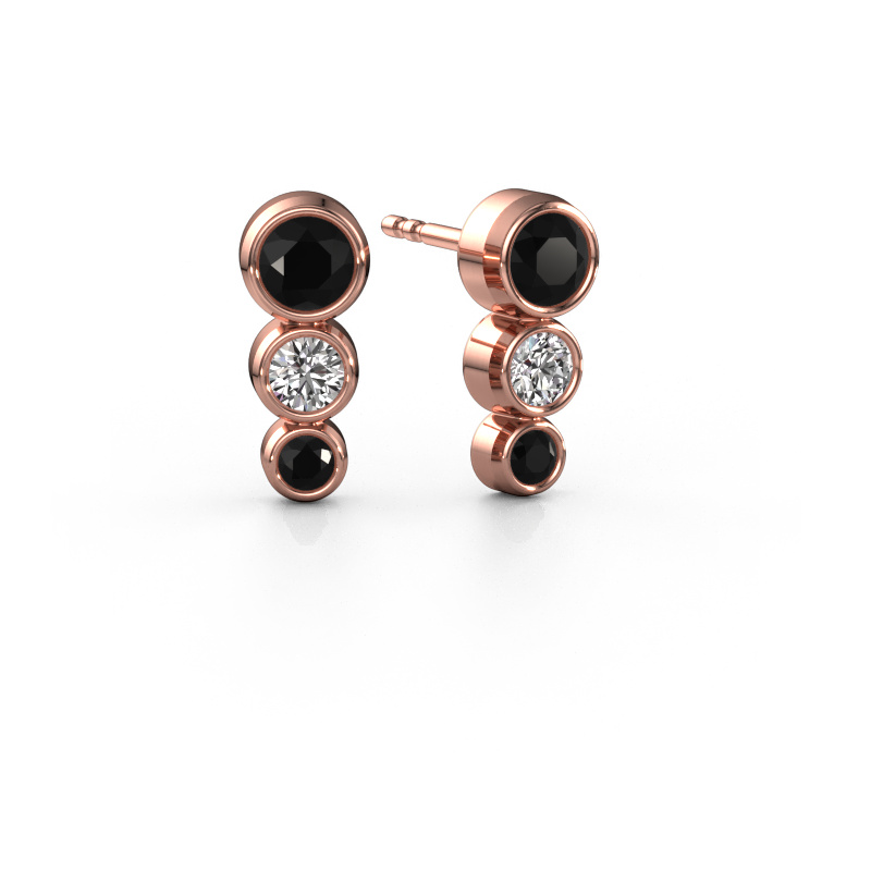 Image de Clous d'oreilles Linda 585 or rose Diamant noir 0.972 crt