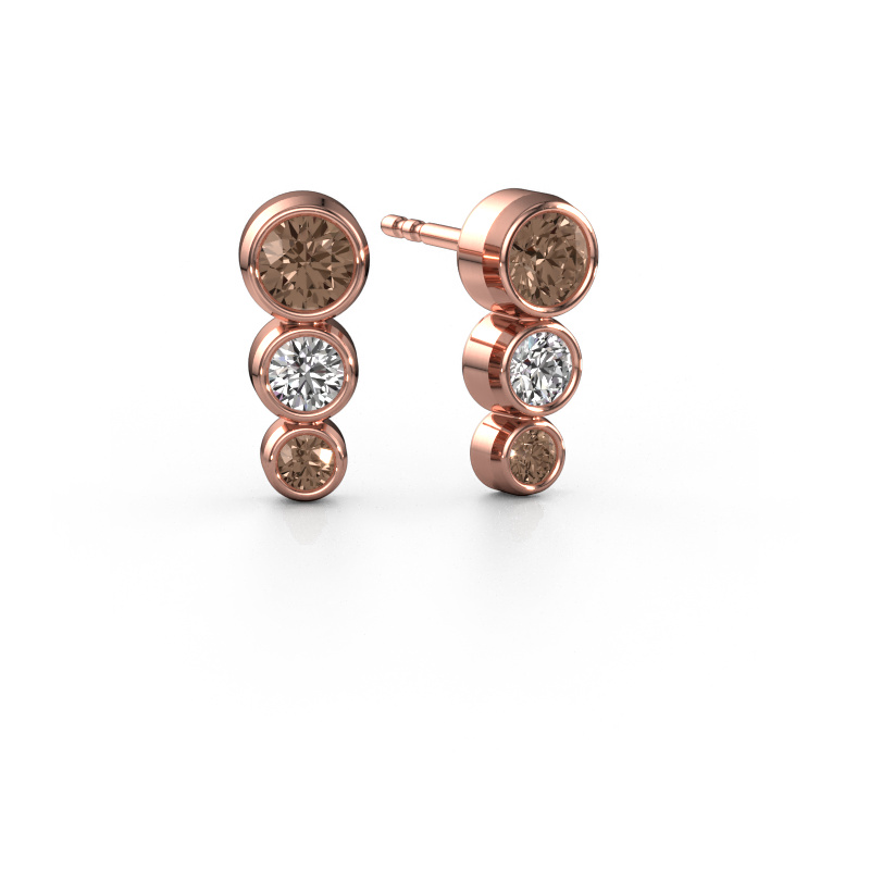 Image of Stud earrings Linda 585 rose gold Brown diamond 0.85 crt
