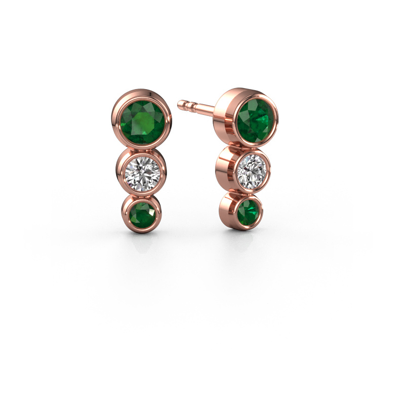 Afbeelding van Oorknopjes Linda 585 rosé goud Smaragd 4 mm
