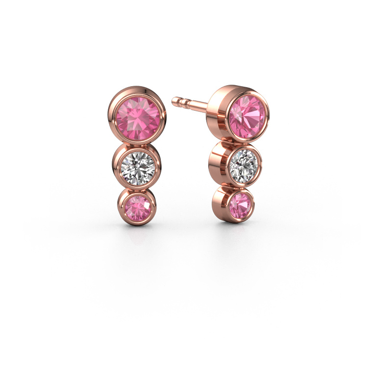 Image of Stud earrings Linda 585 rose gold Pink sapphire 4 mm