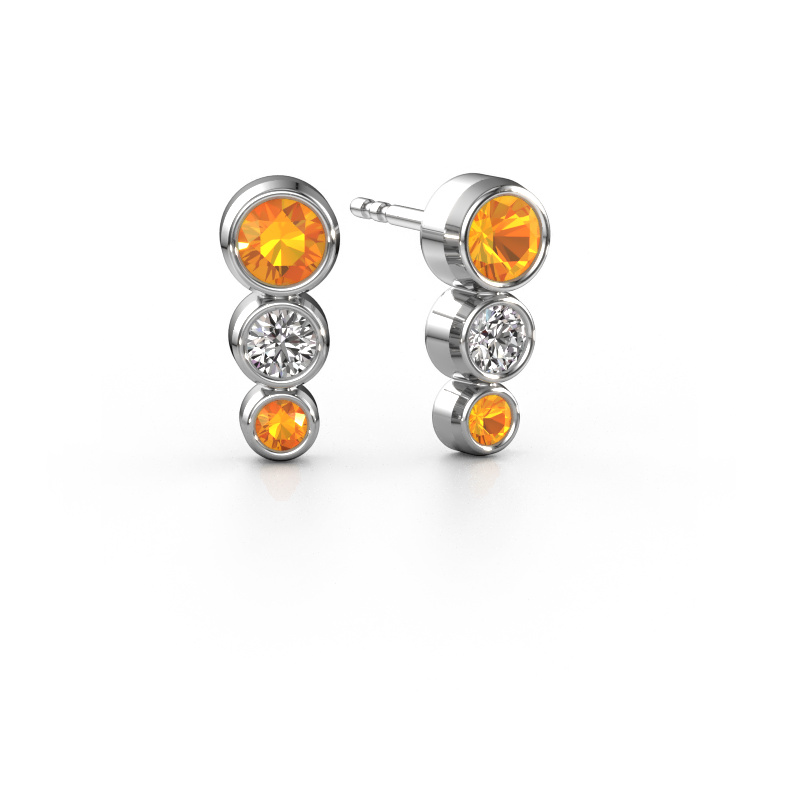Image of Stud earrings Linda 950 platinum Citrin 4 mm