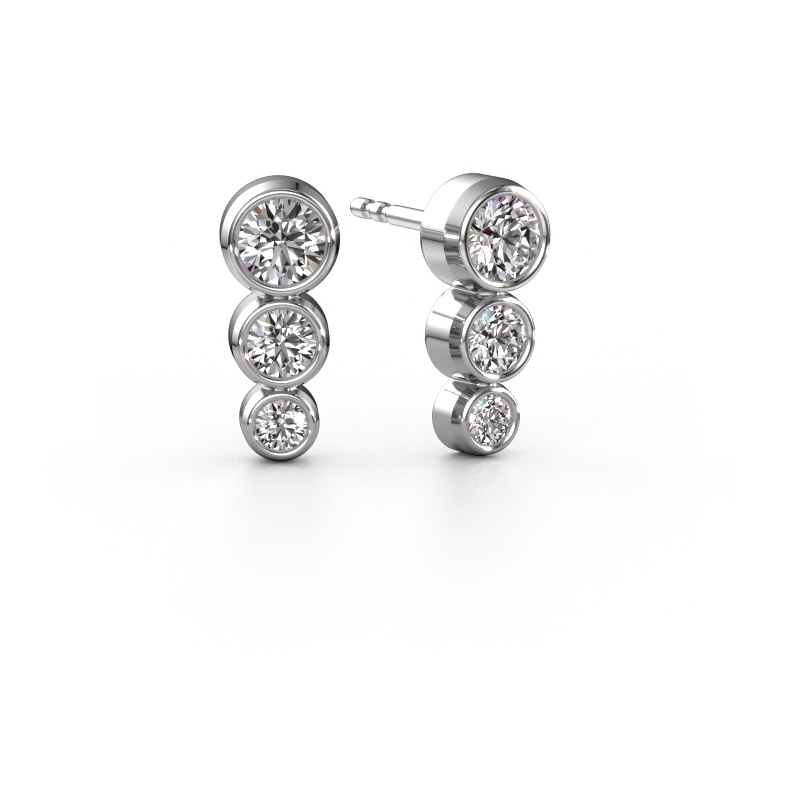 Image of Stud earrings Linda 585 white gold Diamond 0.85 crt