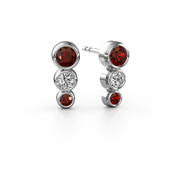 Image of Stud earrings Linda 950 platinum Garnet 4 mm
