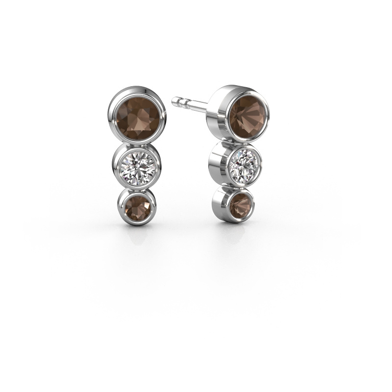 Image de Clous d'oreilles Linda 950 platine Quartz fumé 4 mm