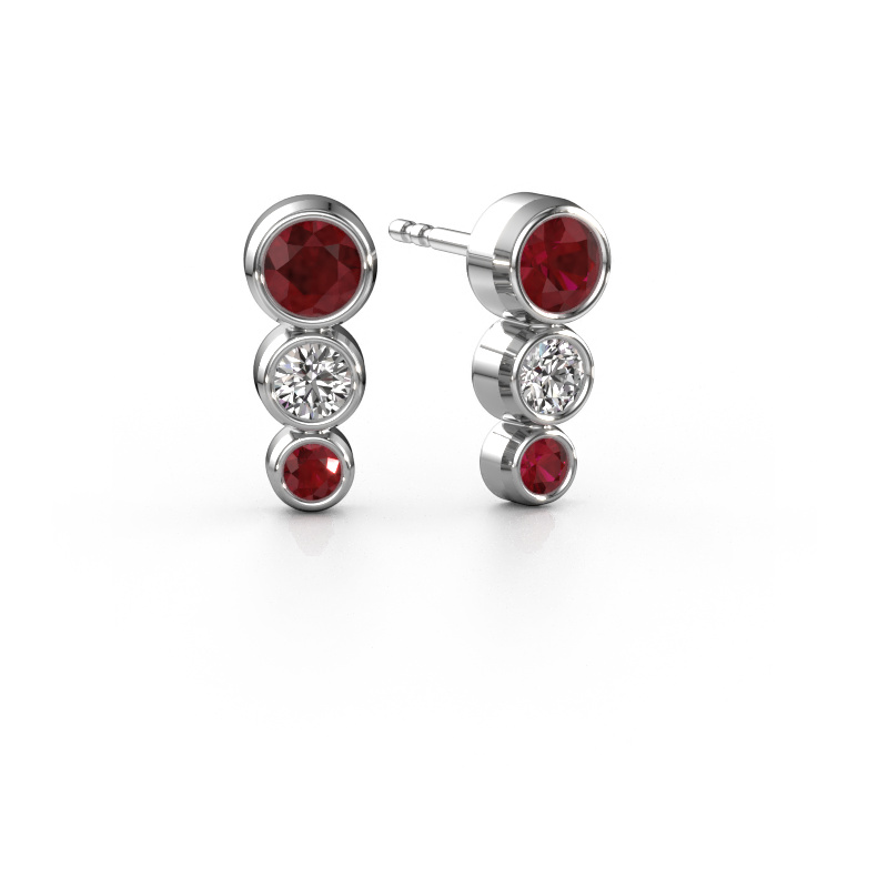Image de Clous d'oreilles Linda 585 or blanc Rubis 4 mm