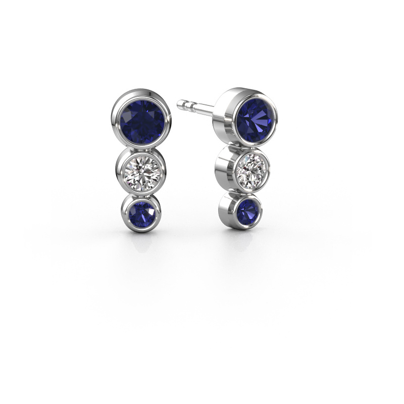 Image of Stud earrings Linda 950 platinum Sapphire 4 mm