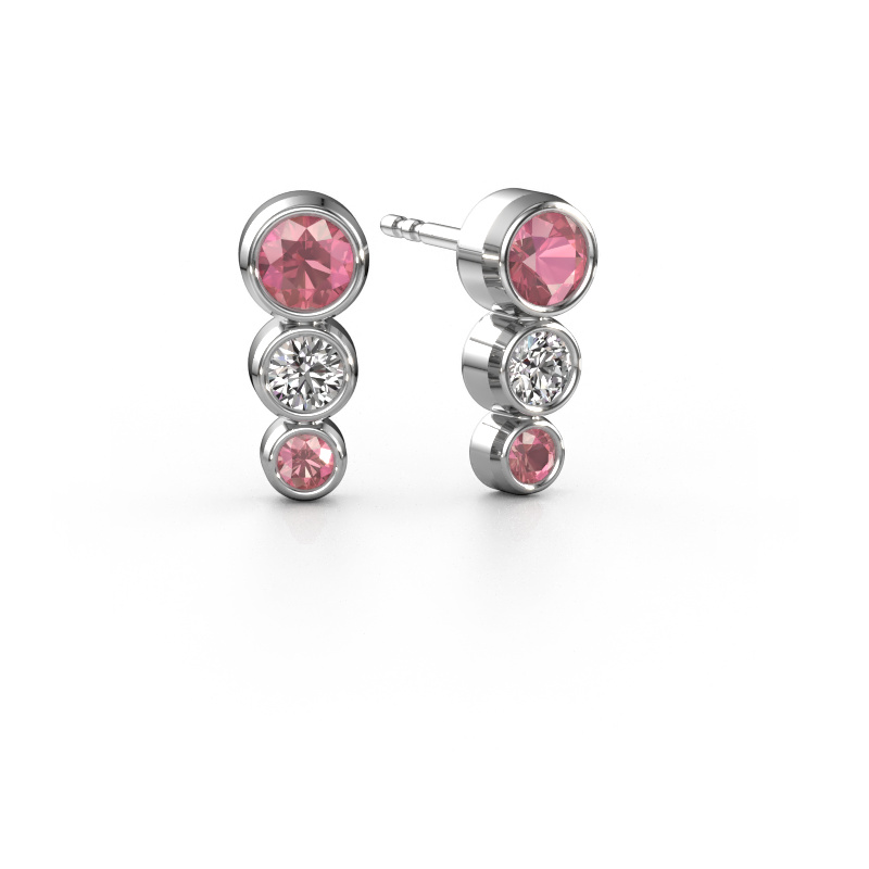 Image of Stud earrings Linda 950 platinum Tourmaline pink 3 mm