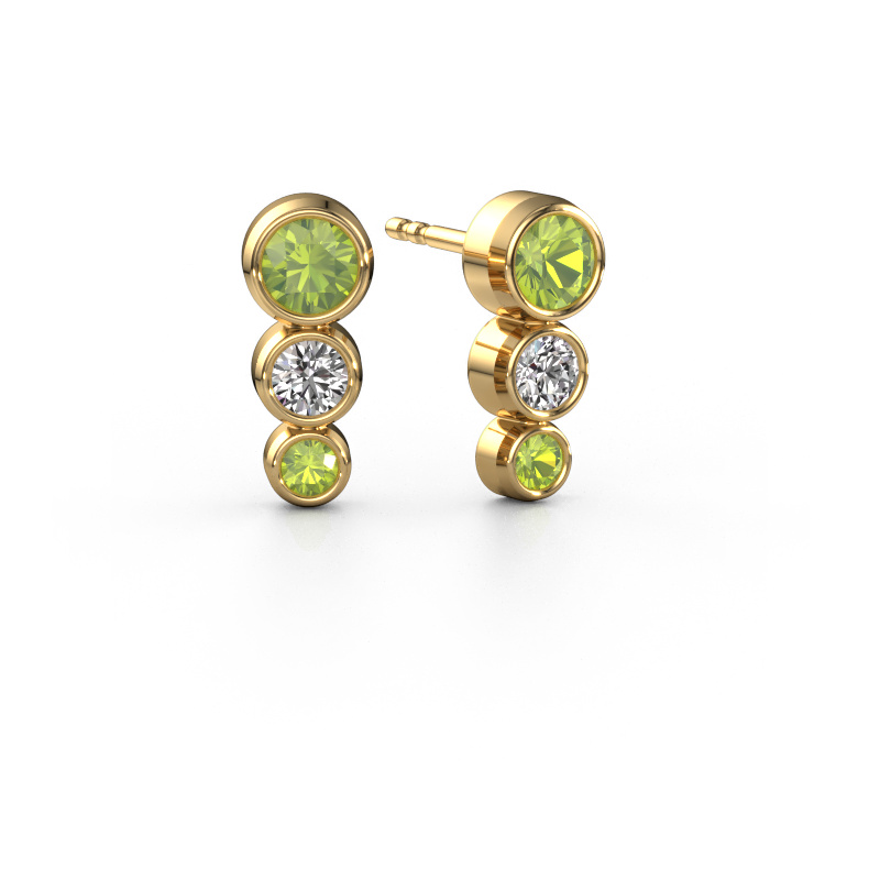 Image of Stud earrings Linda 585 gold Peridot 4 mm