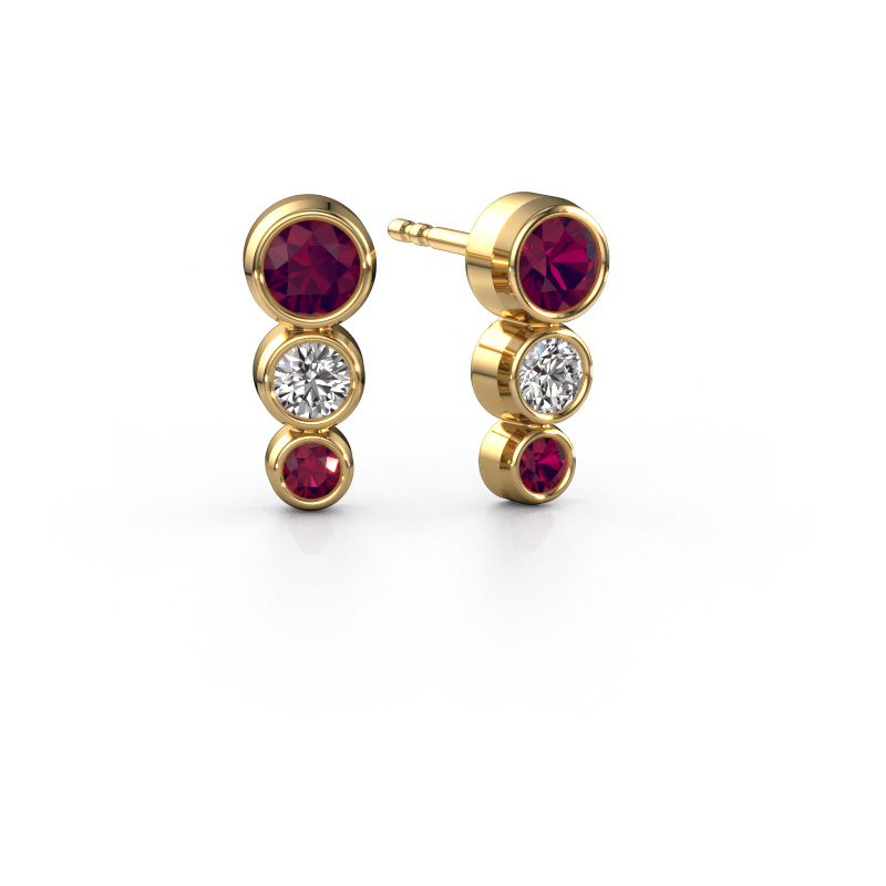 Image of Stud earrings Linda 585 gold Rhodolite 4 mm