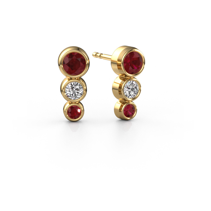 Image of Stud earrings Linda 585 gold Ruby 4 mm