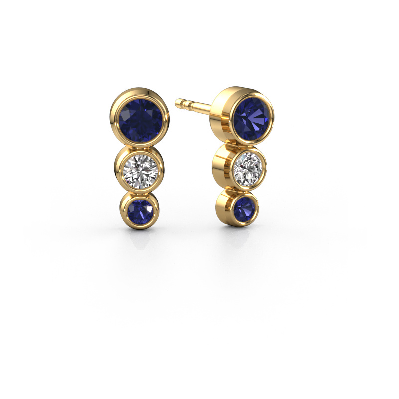 Image of Stud earrings Linda 585 gold Sapphire 4 mm