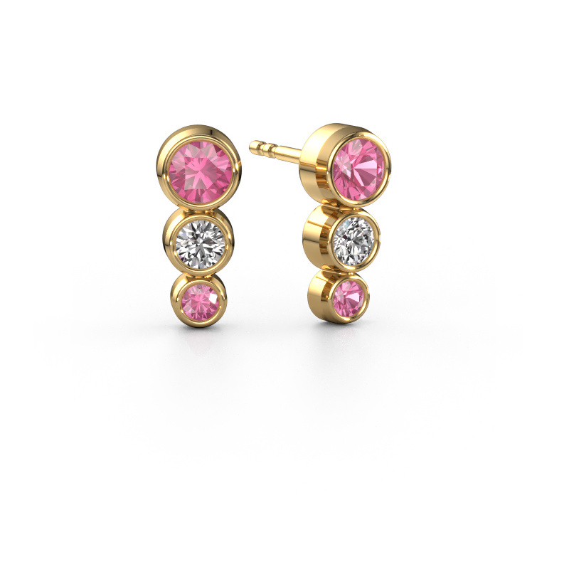 Image of Stud earrings Linda 585 gold Pink sapphire 4 mm