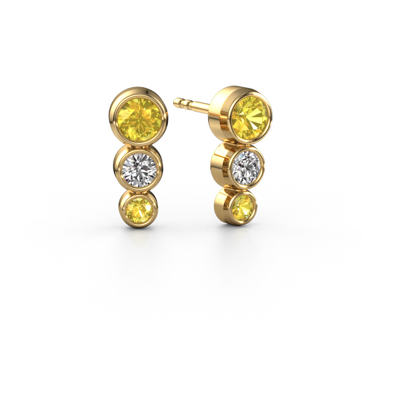 Image of Stud earrings Linda 585 gold Yellow sapphire 4 mm